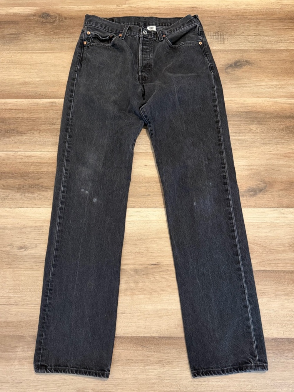 Vintage Levi’s 501 button Fly Jeans Faded Black Size 33x36 fits 33x35 Mexico